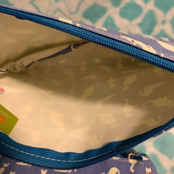 Rock flower paper set of three canvas zipped pouches cat print - Picture 4 of 7